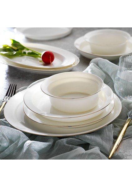 Superfine Bone Lux Yemek Takımı 56 Parça-Gold