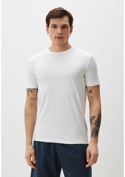 Erkek Tişört Bisiklet Yaka Beyaz Slim Fit T-Shirt Ncs Jeans 1266