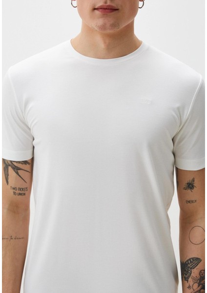 Erkek Tişört Bisiklet Yaka Beyaz Slim Fit T-Shirt Ncs Jeans 1266 modelleri