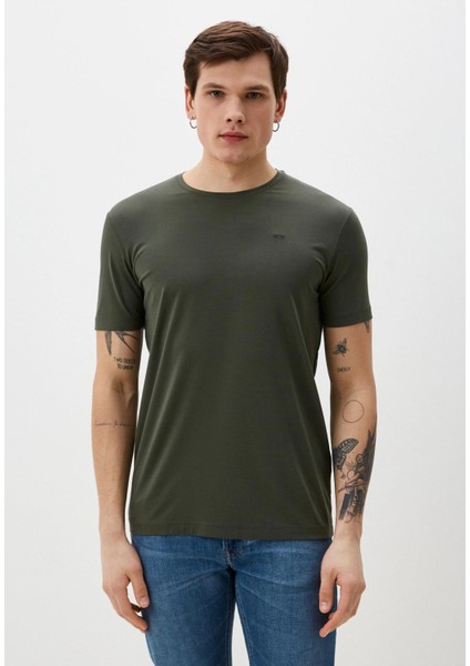 Erkek Tişört Bisiklet Yaka Haki Slim Fit T-Shirt Ncs Jeans 1266