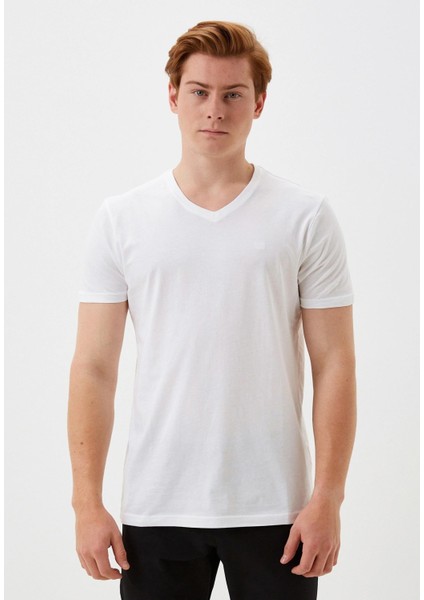 Erkek Tişört Bisiklet Yaka Beyaz Slim Fit %100 Pamuk T-Shirt Ncs Jeans 1051