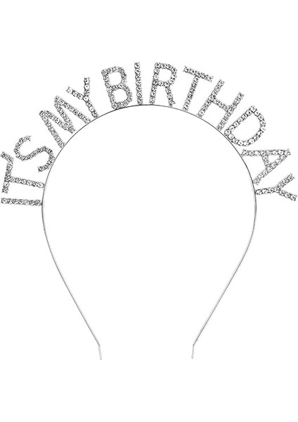 Kristal Taşlı Gümüş Renk It&amp;apos;s My Birthday Yazılı Doğum Günü Parti Tacı 14 x 16 cm (4401)