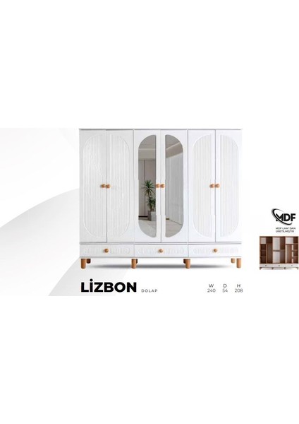 Lizbon Mdf 6 Kapılı Dolap