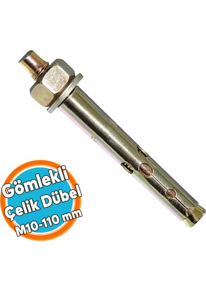 Saplamalı Gömlek Çelik Dübel M10X110 mm Raf Montaj Bağlantı Zemin Monte Tavan Beton Asma Aparat