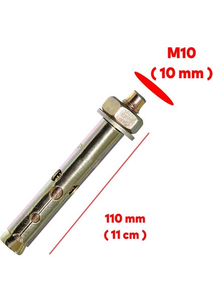 Saplamalı Gömlek Çelik Dübel M10X110 mm Raf Montaj Bağlantı Zemin Monte Tavan Beton Asma Aparat fiyatları
