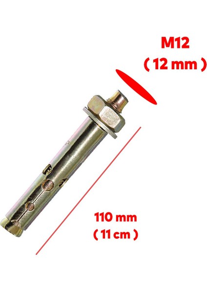 Saplamalı Gömlek Çelik Dübel Raf Montaj Bağlantı Zemin Monte Tavan Beton Asma Aparat M12X110 mm fiyatları