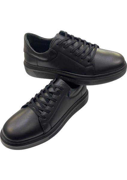 Yüksek Poli Taban Içi ve Dışı Deri Bağcıklı SNEAKERS-501-SİYAH fırsatları