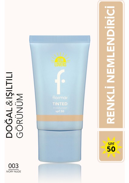 Sun Lovers Nemlendirici Etkili & Doğal Bitişli Renkli Güneş Koruyucu SPF50 (003 Ivory Nude) 8682536090360