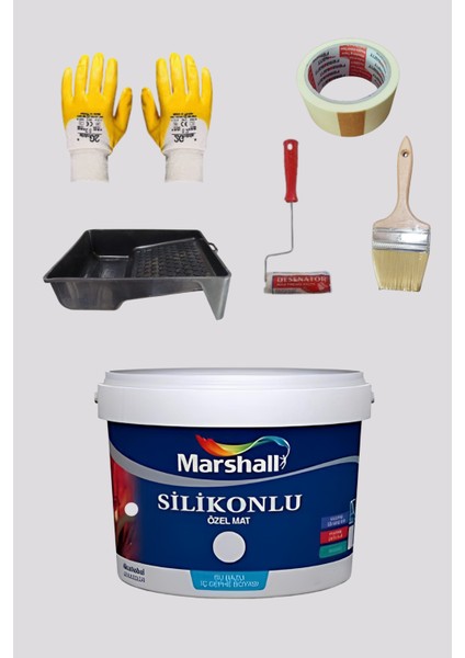 5'li Set Silikonlu Özel Mat Iç Cephe Duvar Boyası 79 Çeşit Renk 2.5lt
