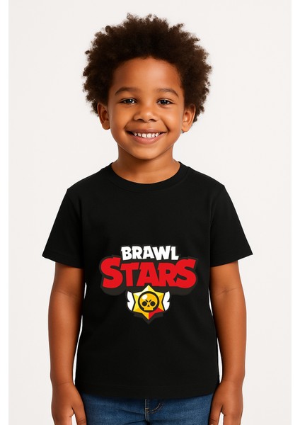 Brawl Stars Erkek Çocuk Tişörtü Renkli Kısa Kollu Pamuklu Yazlık Oyuncu Temalı Tasarım Basic T-Shirt