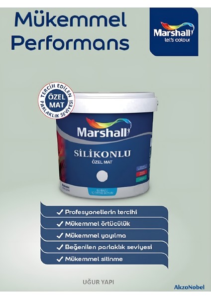 5'li Set Silikonlu Özel Mat Iç Cephe Duvar Boyası 79 Çeşit Renk 2.5lt