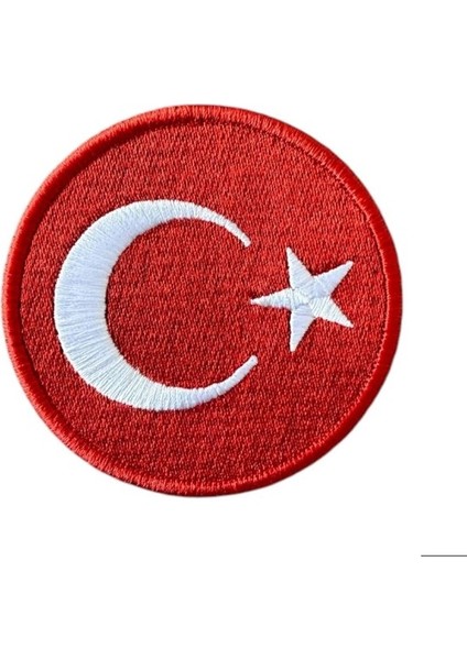 Aplike Ütü Ile Yapışan Türk Bayrağı Yuvarlak Büyük Arma 5 cm