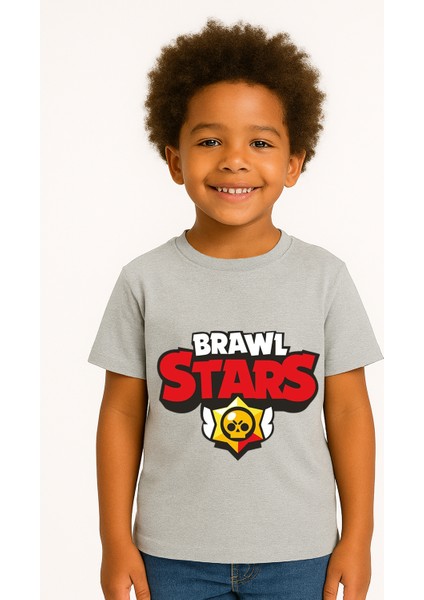 Brawl Stars Erkek Çocuk Tişörtü Renkli Kısa Kollu Pamuklu Yazlık Oyuncu Temalı Tasarım Basic T-Shirt