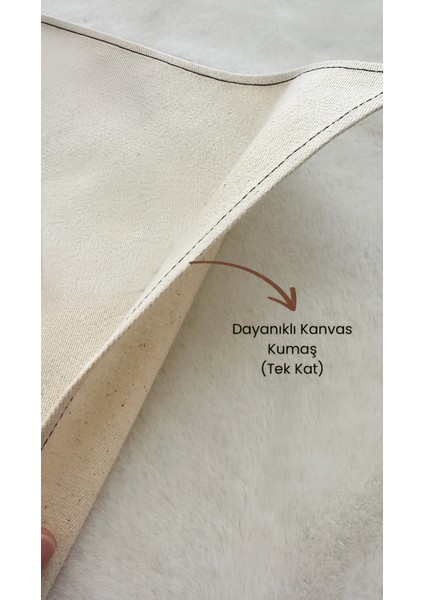 Minimal Kabe Işlemeli Keten Seccade Namazlık - Çeyizlik Hediyelik
