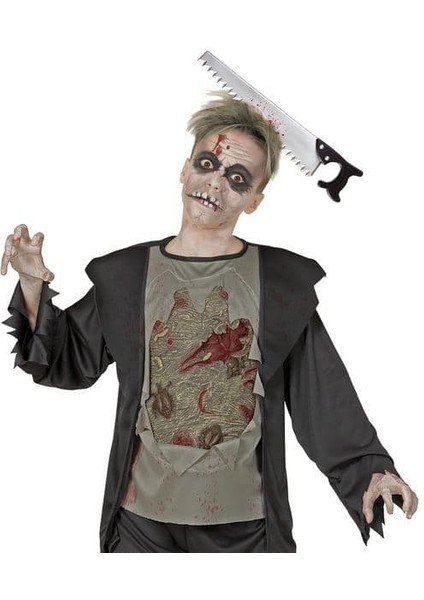 Kafaya Saplanmış Halloween Kanlı Testere Şaka Tacı (4401)