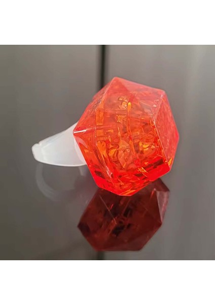 Kristal Tasarımlı LED Glow Işıklı 3 Modlu Kırmızı Yüzük 3.5 x 5 cm (4401)