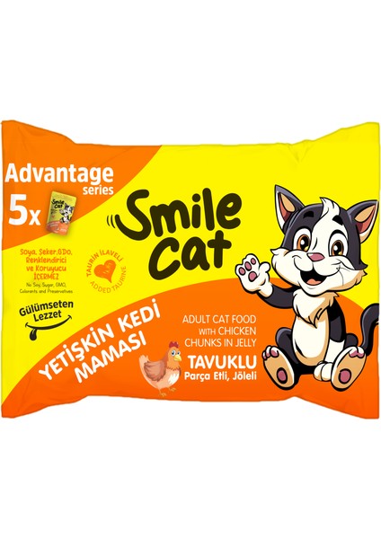 Cat Yetişkin Kedi Maması Tavuklu Flowpack 5*85 Gr. (425GR.)