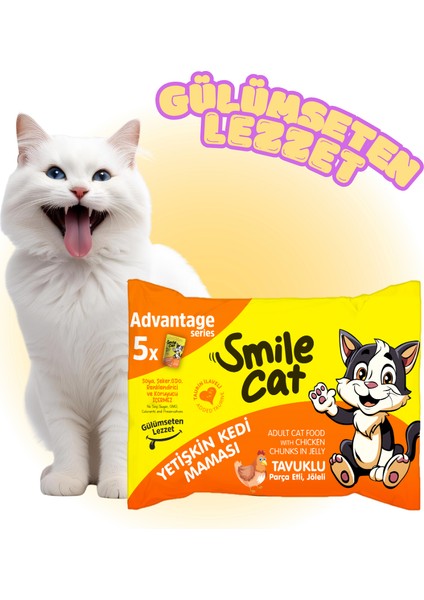 Cat Yetişkin Kedi Maması Tavuklu Flowpack 5*85 Gr. (425GR.)
