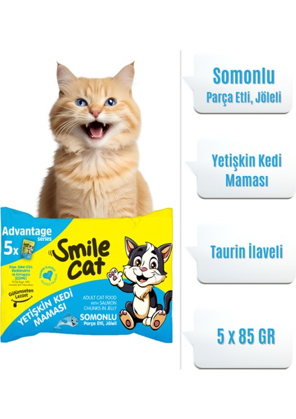 Cat Yetişkin Kedi Maması Somonlu Flowpack 5*85 Gr. (425GR.)