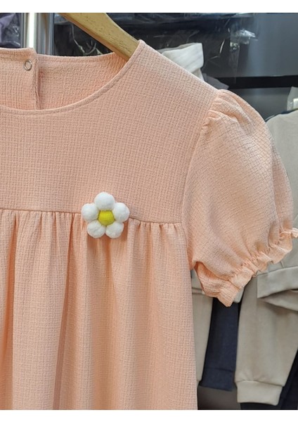 Balon Kol Papatya Detaylı Likralı Kız Çocuk Bürümcük Elbise 5-6 / 7-8 / 9-10 Yaş modelleri