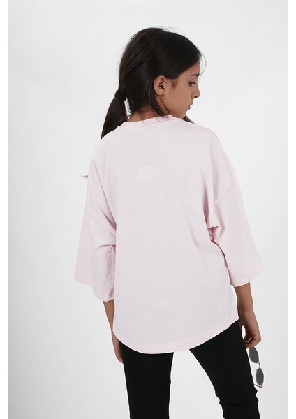 Kız Çocuk Süprem Kumaş Bisiklet Yaka Baskılı Tshirt fırsatları