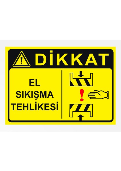 Dikkat El Sıkışma Tehlikesi 24X34CM Pvc Tabela Levha
