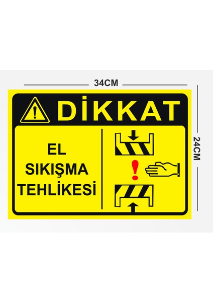 Dikkat El Sıkışma Tehlikesi 24X34CM Pvc Tabela Levha fiyatları