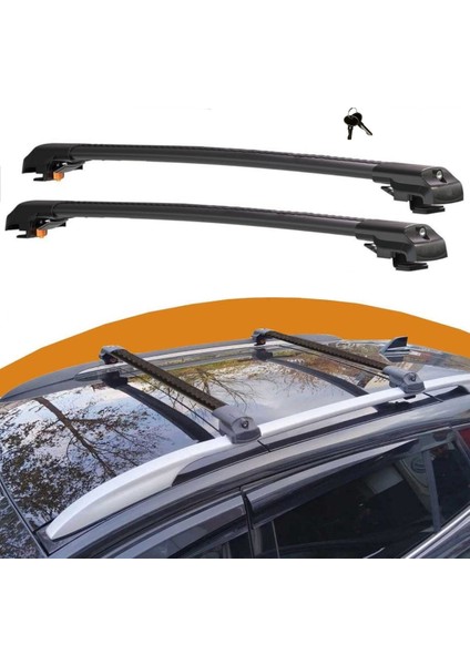 Volkswagen Tiguan SUV (MK1) (2007-2015) için Araca Özel Kilitlenebilir Ara Atkı / Portbagaj Taşıma Barları 2 Adet Set (Siyah)
