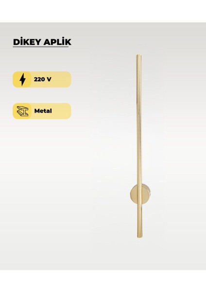 12W Gold Dikey Aplik - Gün Işığı