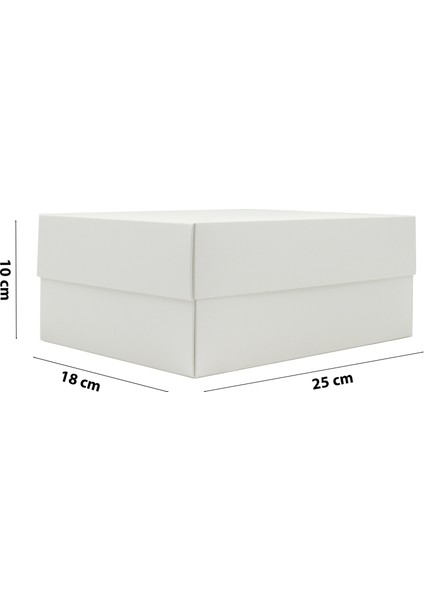 25 x 18 x 10 Beyaz Kapaklı Hediye Kutusu 5 Adet