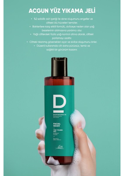 Acgun Akne Karşıtı Yüz Yıkama Jeli | Yüz Temizleyicileri | Salisilik Asit | 200 ml