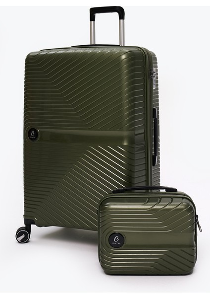 Exclusive Pro Polipropilen Kırılmaz 2'li Valiz Seti Büyük Boy ve Makyaj 2'li Set 5239