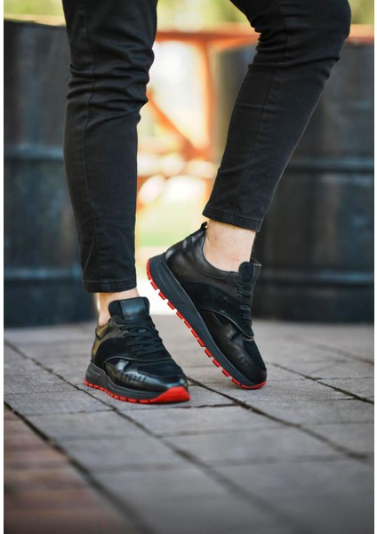 0023 Deri Siyah Sneaker Erkek Ayakkabı