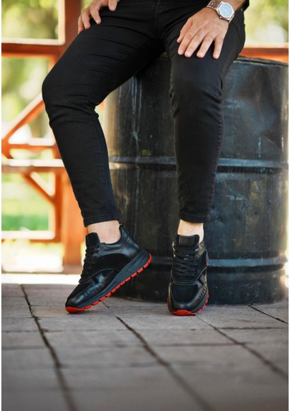 0023 Deri Siyah Sneaker Erkek Ayakkabı