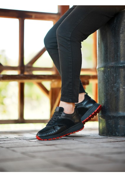 0023 Deri Siyah Sneaker Erkek Ayakkabı