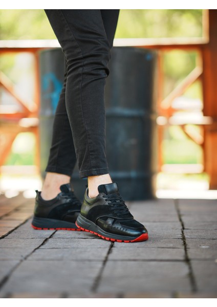 0023 Deri Siyah Sneaker Erkek Ayakkabı