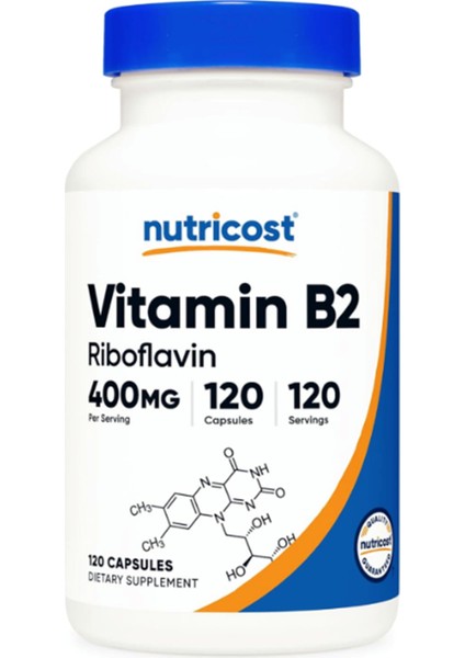 Vitamin B2 (Riboflavin) 400 mg 120 Capsules .abd Menşei