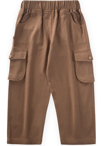 Çift Körük Cepli Keten Pantolon 2-7 Yaş Caramel
