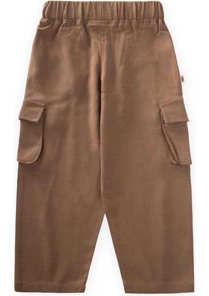 Çift Körük Cepli Keten Pantolon 2-7 Yaş Caramel