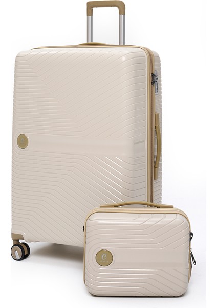 Exclusive Pro Polipropilen Kırılmaz 2'li Valiz Seti Büyük Boy ve Makyaj 2'li Set 5239