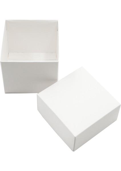 10 x 10 x 10 cm Beyaz Kapaklı Bristol Kutu Hediye Kutusu 5 Adet