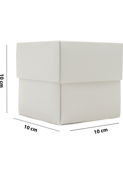 10 x 10 x 10 cm Beyaz Kapaklı Bristol Kutu Hediye Kutusu 5 Adet