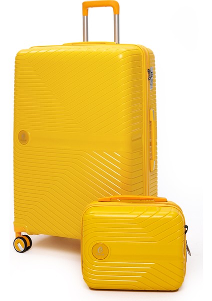 Exclusive Pro Polipropilen Kırılmaz 2'li Valiz Seti Büyük Boy ve Makyaj 2'li Set 5239