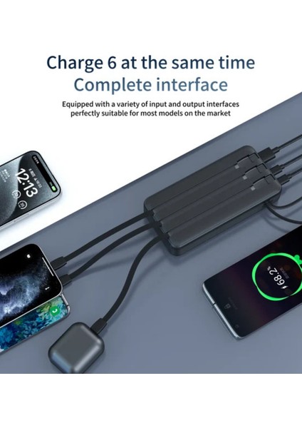 50.000MAH 22.5W Siyah LCD 1xmicro 2xtyp-C 3xusb Port Taşınabilir Şarj Cihazı Powerbank HP-255