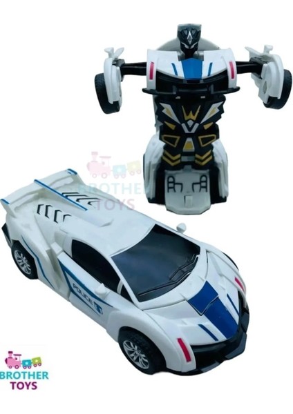 Robota Dönüşen Polis Arabası Lamborghini Oyuncak Transformers Bugatti Robot Araba