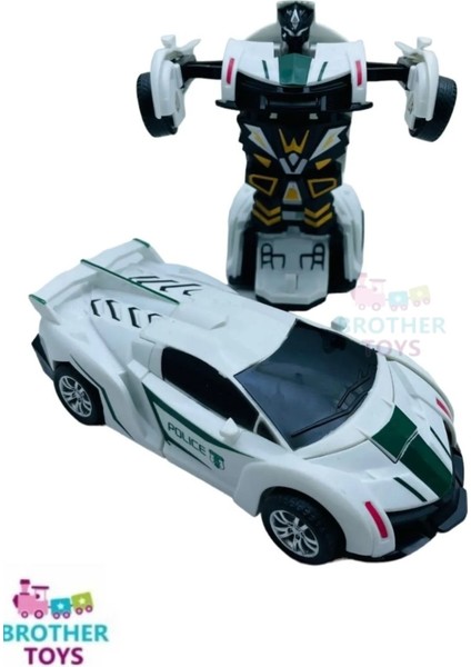 Robota Dönüşen Polis Arabası Lamborghini Oyuncak Transformers Bugatti Robot Araba