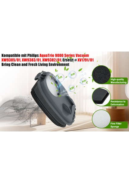 Islak ve Kuru 9000 Serisi Elektrikli Süpürge Filtresi Hepa Yedek Filtre Philips XW9385 XW9383 XW9382 Aquatrio