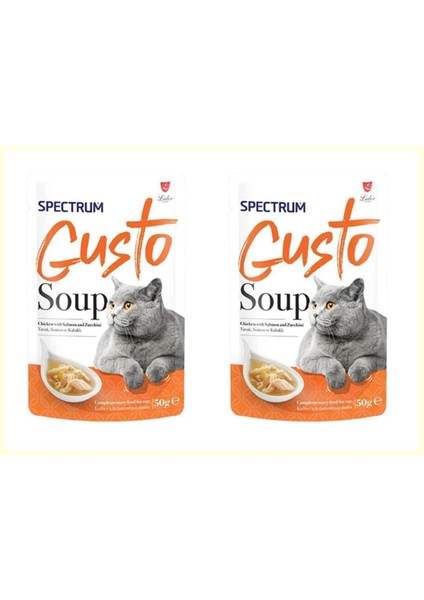 Gusto Tavuk Etli Somon ve Kabaklı Kedi Çorbası 50 Gr*2 Adet