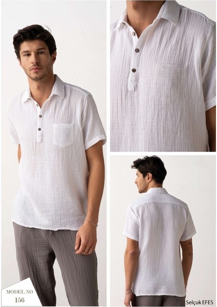 Müslin Kısa Kollu Tişört Beyaz