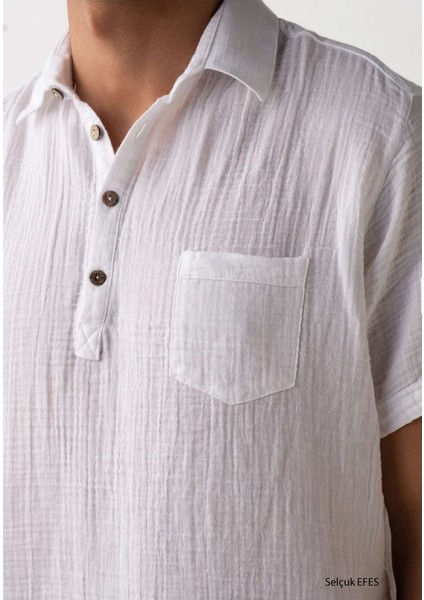 Müslin Kısa Kollu Tişört Beyaz fırsatları